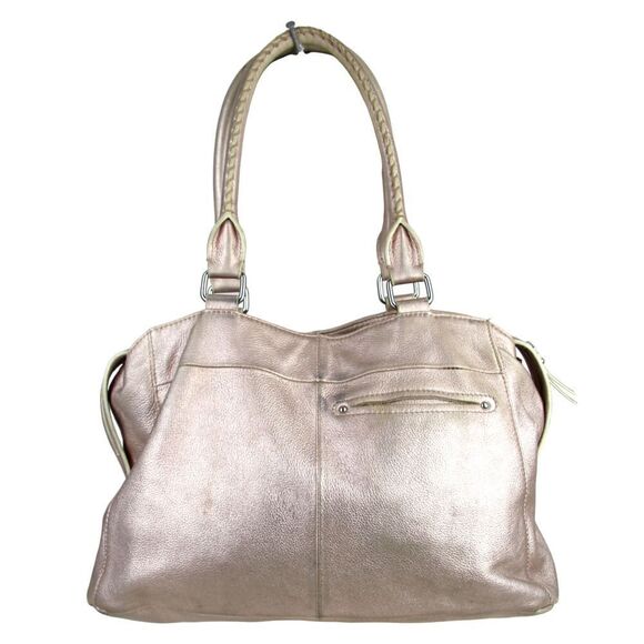 ROOMY B. Makowsky ANTIQUE GOLD GENUINE LEATHER TOTE SHOULDER BAG HANDBAG PURSE - Picture 4 of 16